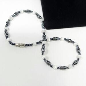 Handmade Beaded Gunmetal Onyx Bracelet